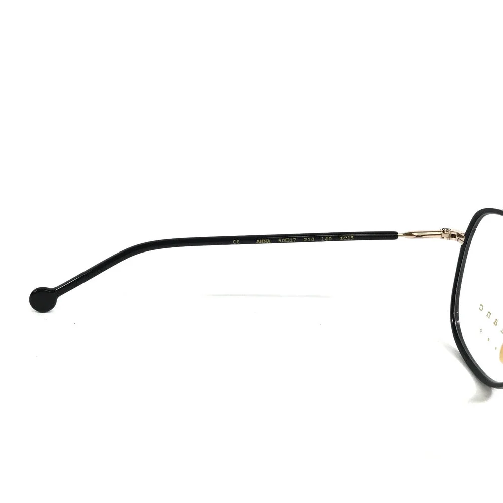 Nathalie Blanc Eyeglasses Frames ANNA 210 Black Gold Cat Eye Wire Rim 50-17-140